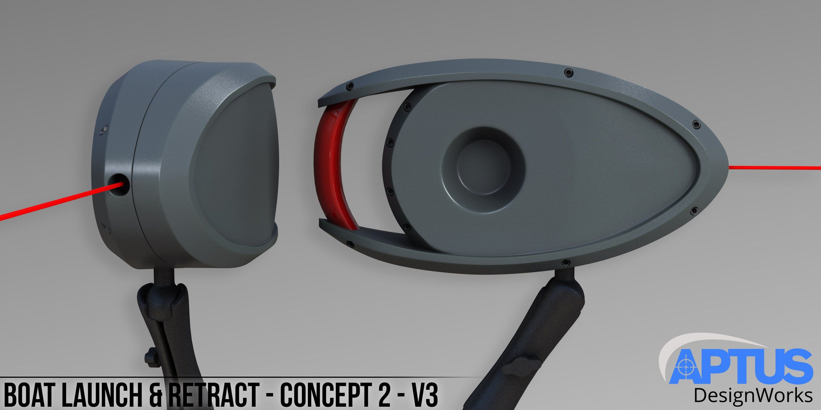 Concept render of the housing opened to show the reel