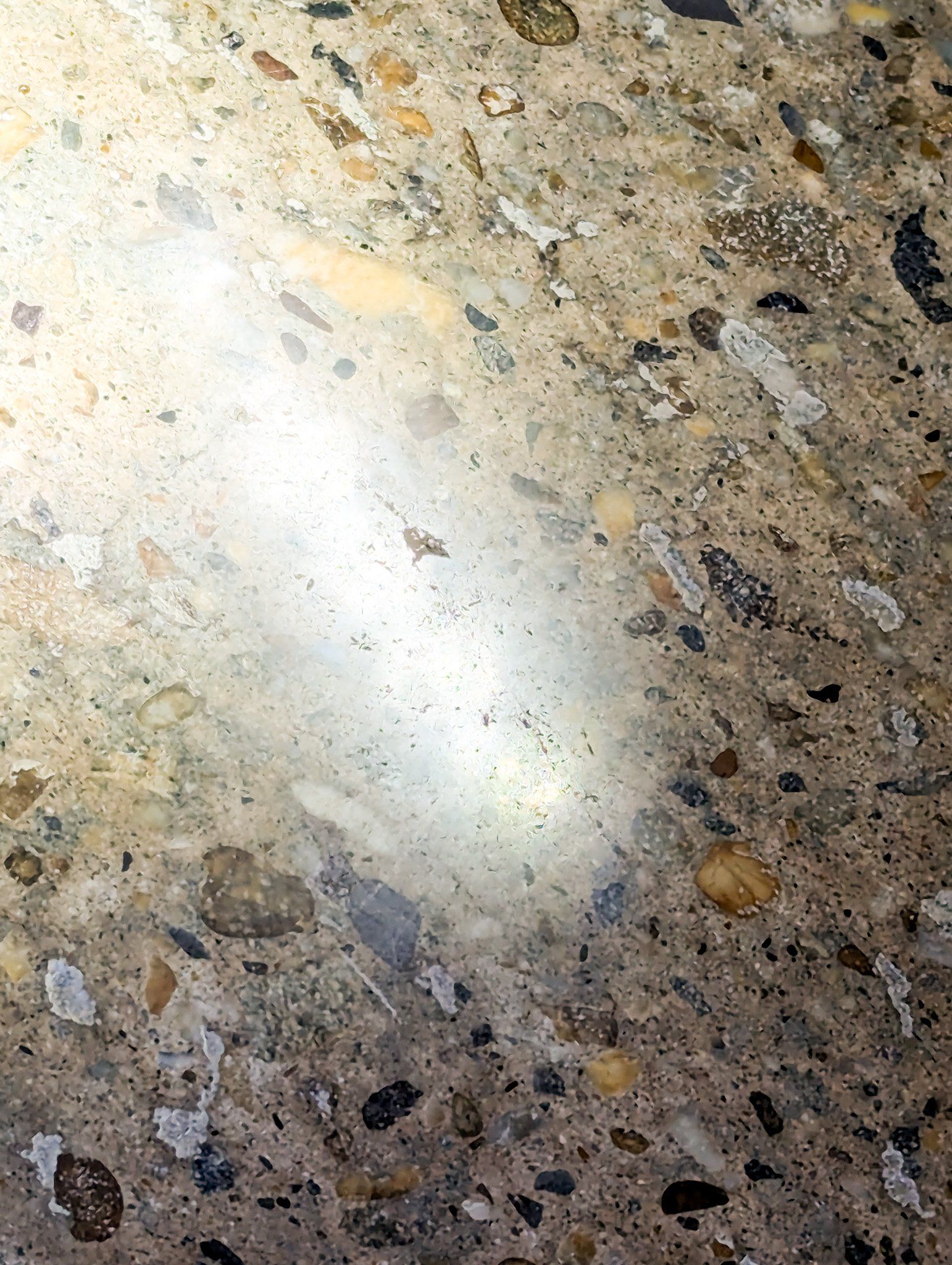 Close-up of polished concrete with the stone aggregate showing