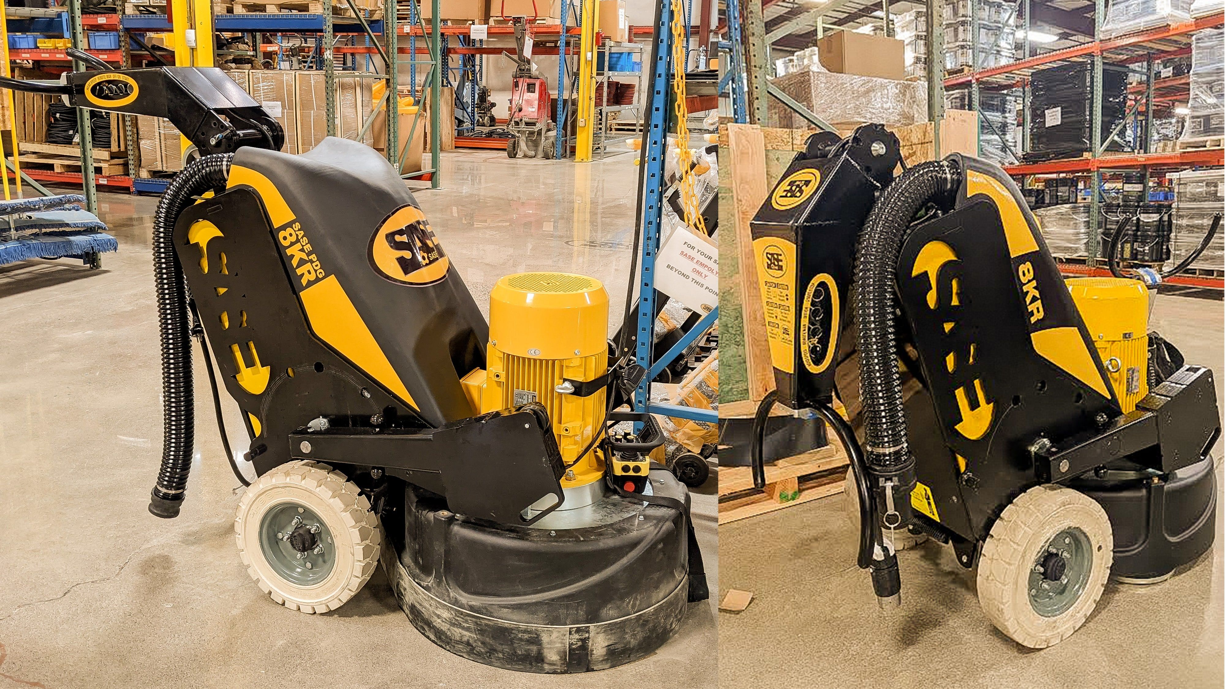 The finished and branded 8KR remote controlled concrete grinder at SASE's facility
